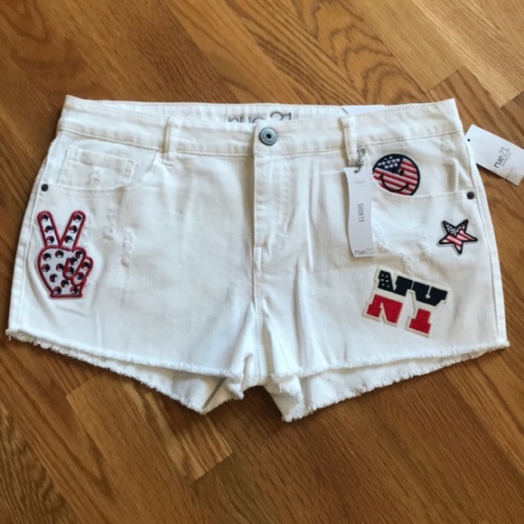 Rue21 Pants - Americana Patch Jean Shorts